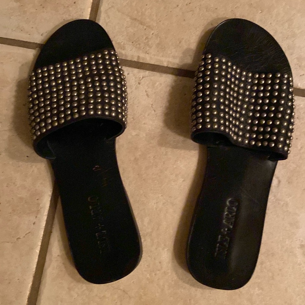 Isle and Arlo leather studded slide sandal